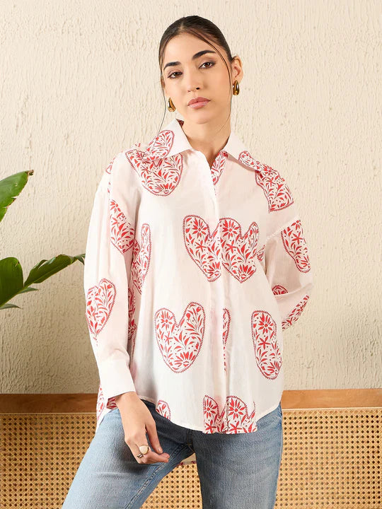 Summer Bloom Splash Women’s Casual Shirt