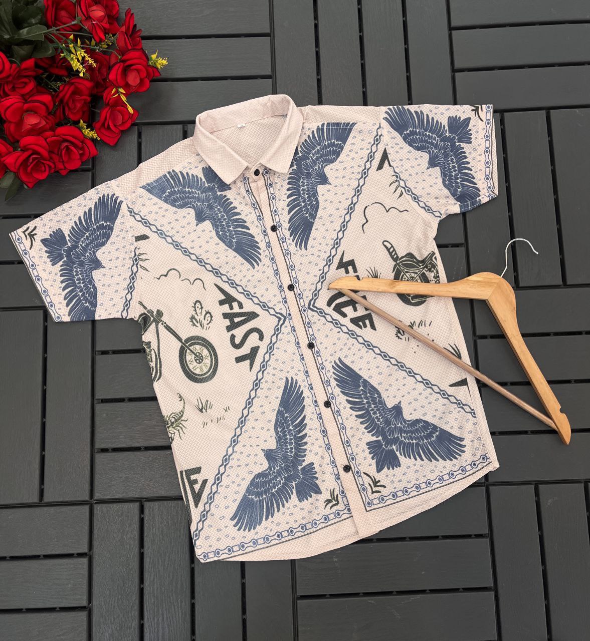 Men's Excusive Knited Febric Printed Half Sleeve Shirt