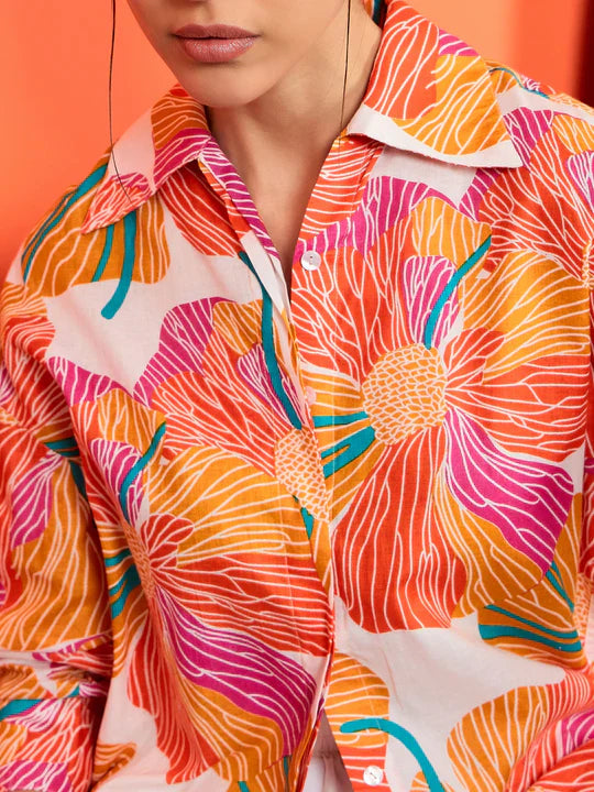 Summer Bloom Splash Women’s Casual Shirt