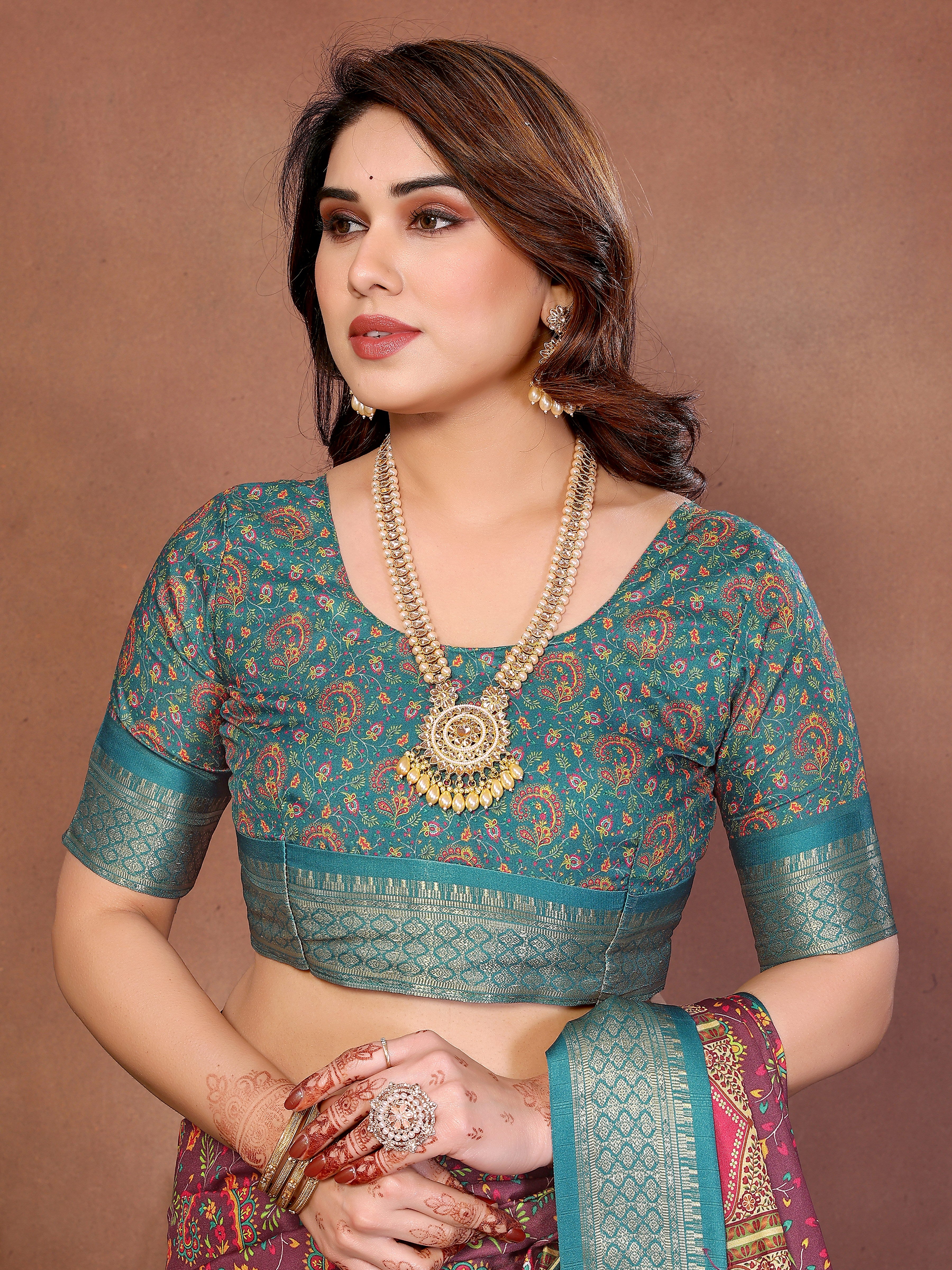 Elegant Multicolor Cotton  Silk Saree with Traditional Motifs