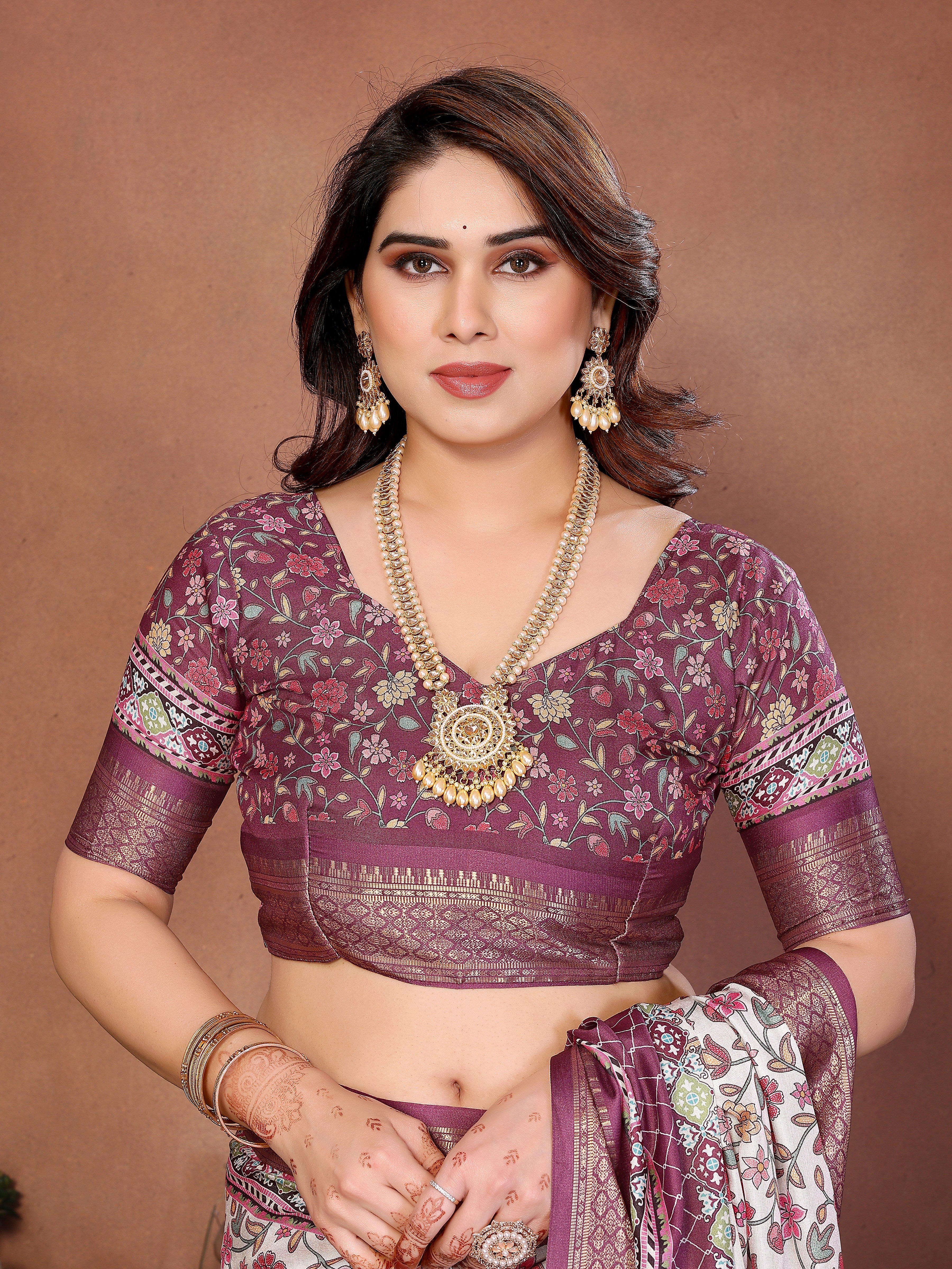 Elegant Multicolor Cotton  Silk Saree with Traditional Motifs