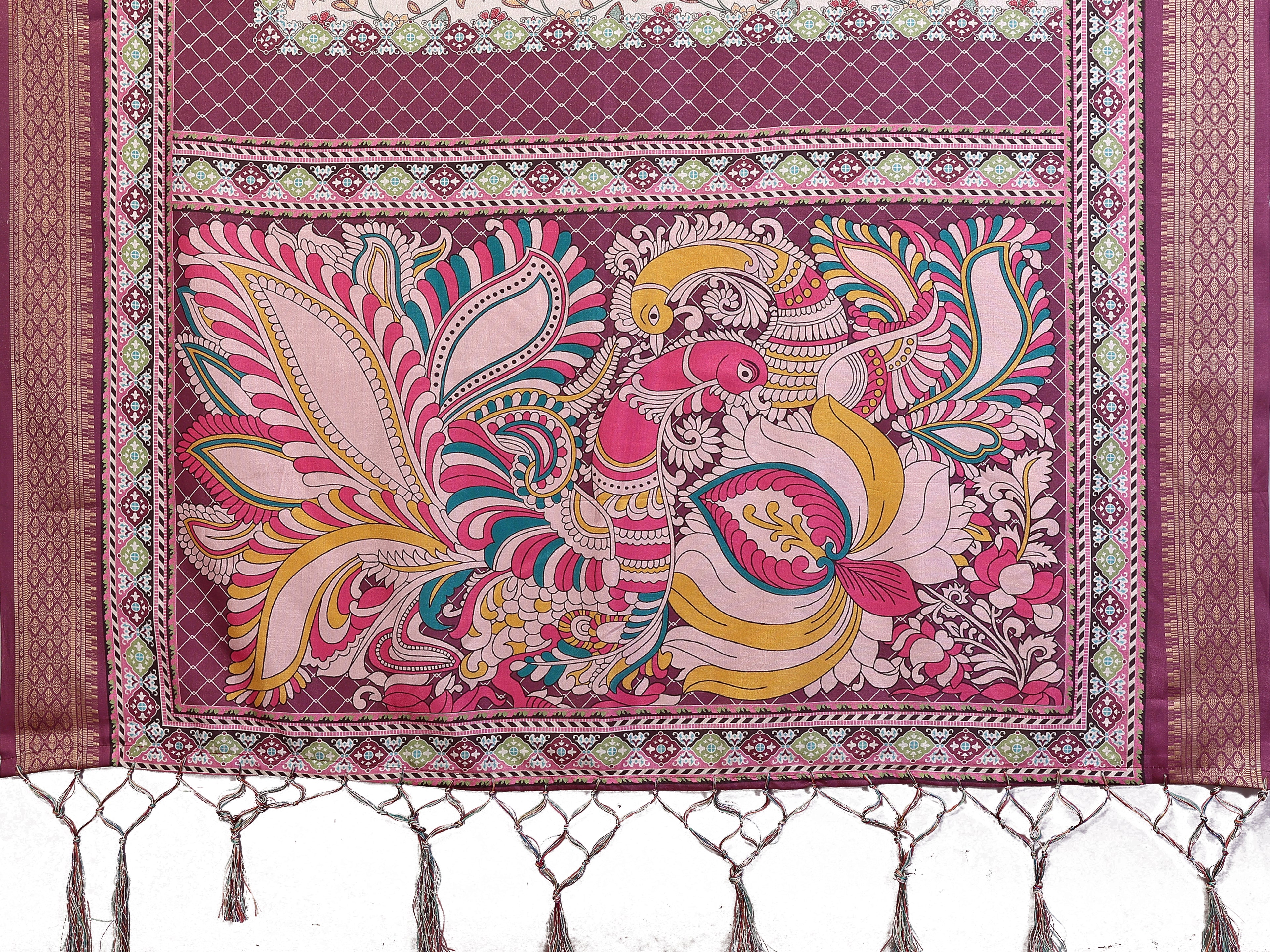 Elegant Multicolor Cotton  Silk Saree with Traditional Motifs