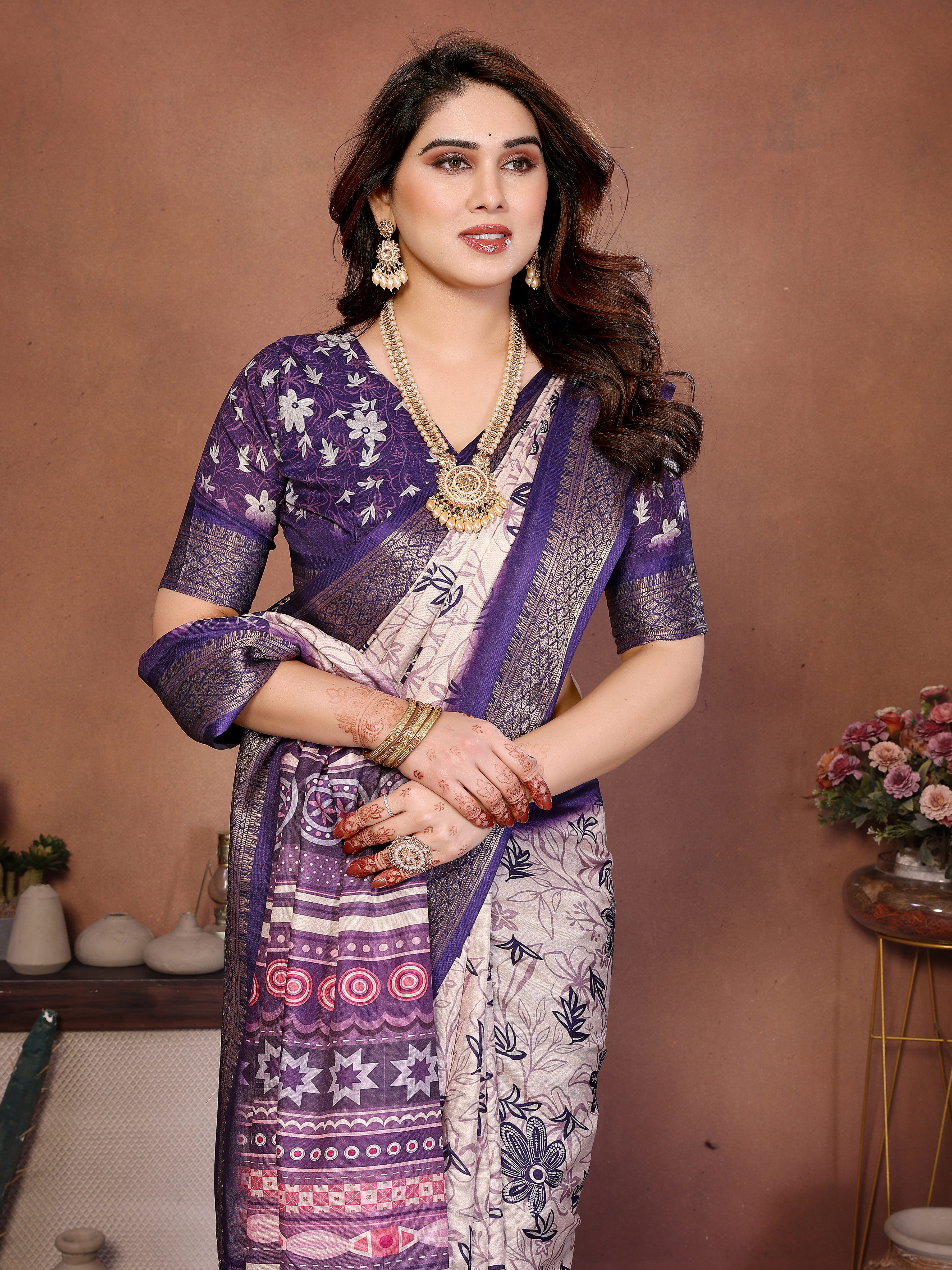 Elegant Multicolor Cotton  Silk Saree with Traditional Motifs