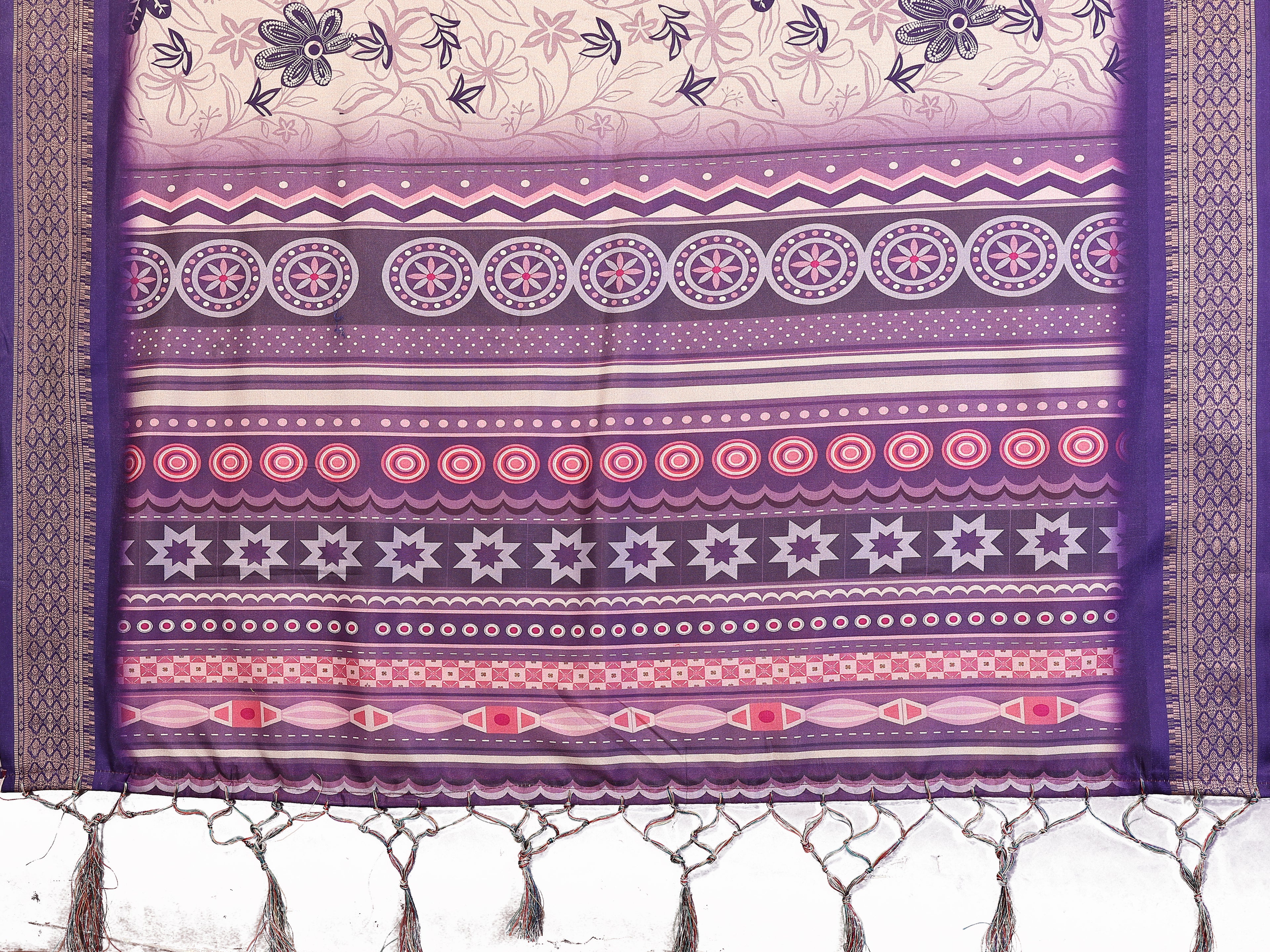 Elegant Multicolor Cotton  Silk Saree with Traditional Motifs