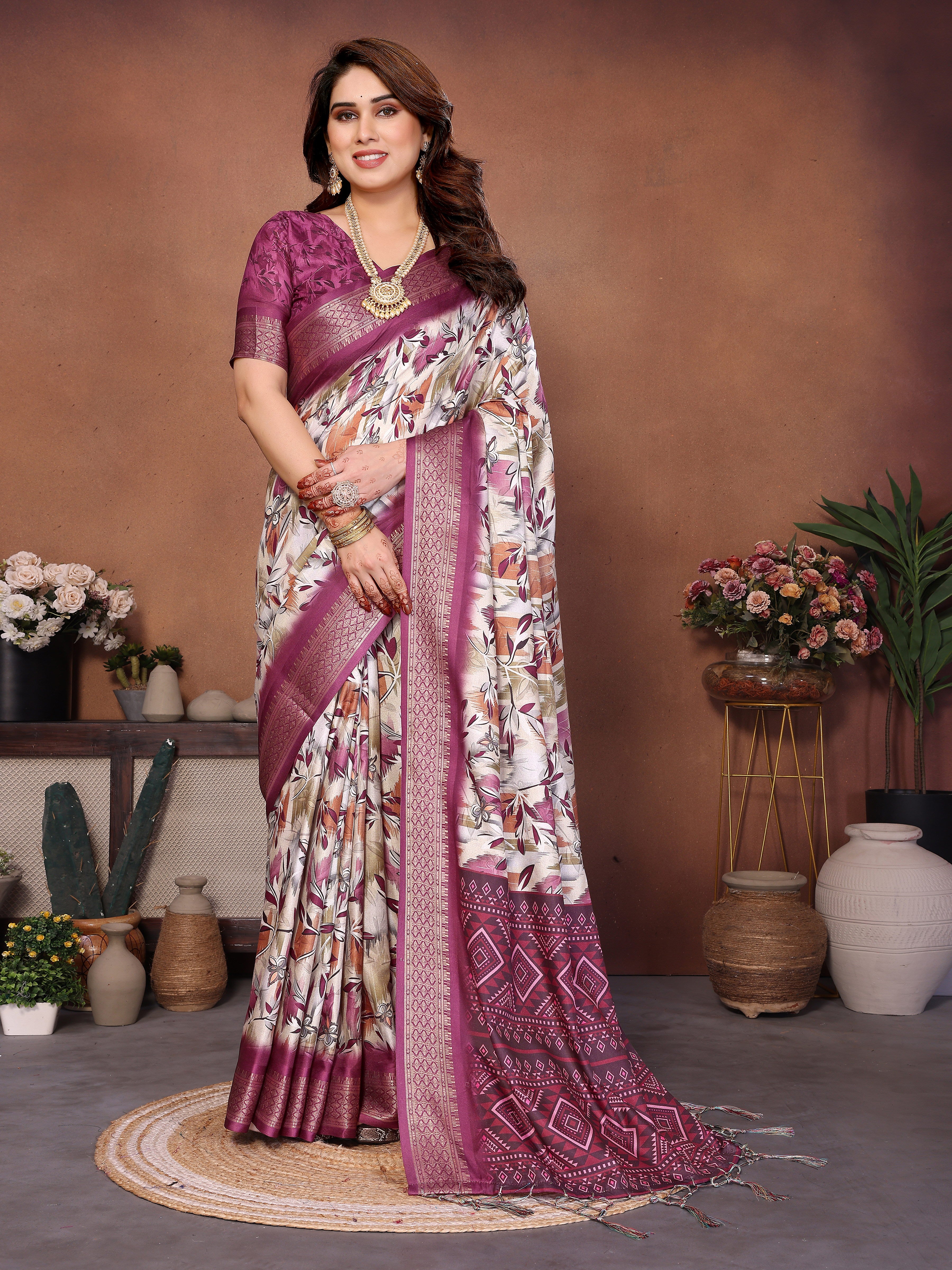 Elegant Multicolor Cotton  Silk Saree with Traditional Motifs