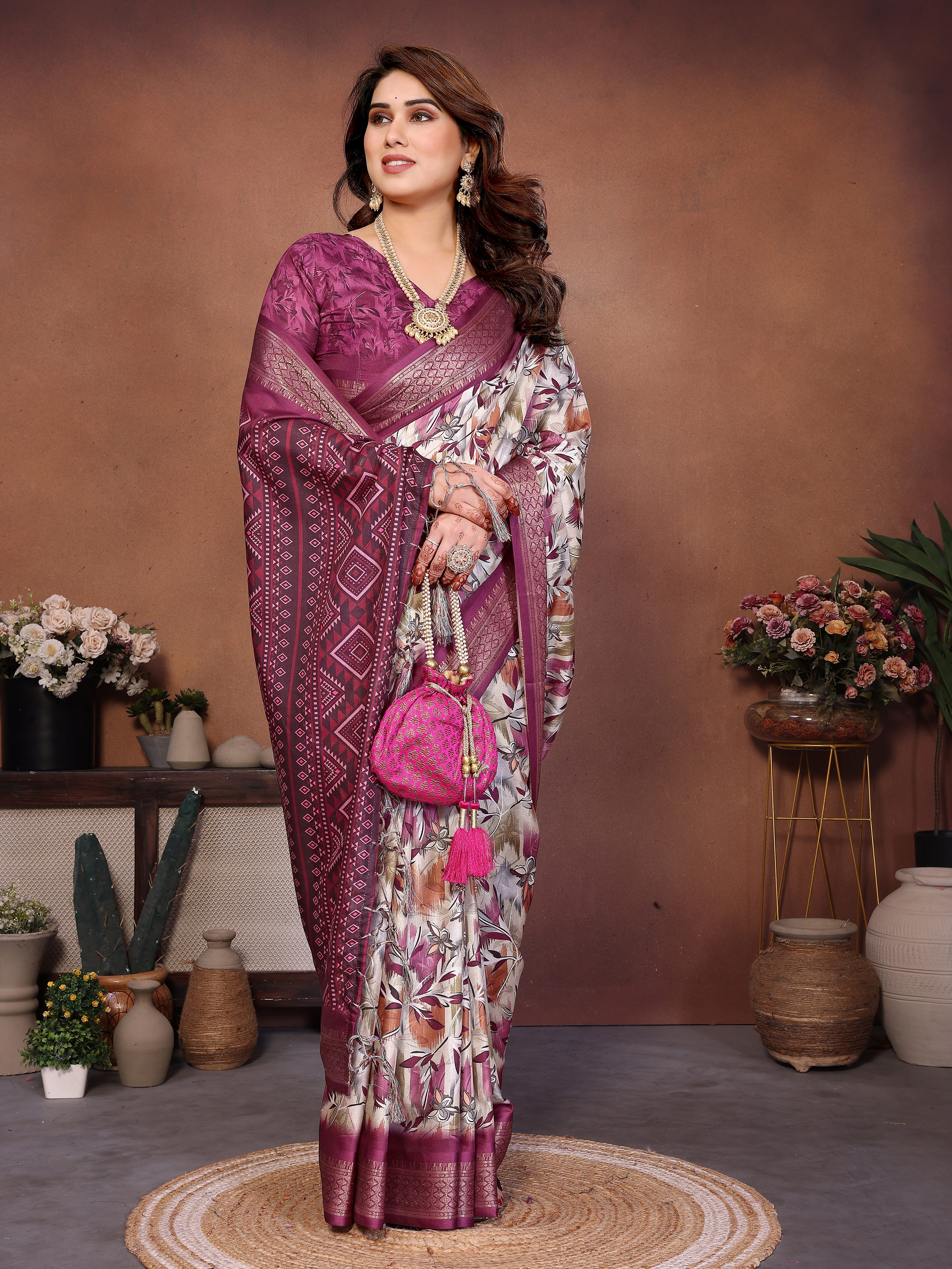 Elegant Multicolor Cotton  Silk Saree with Traditional Motifs