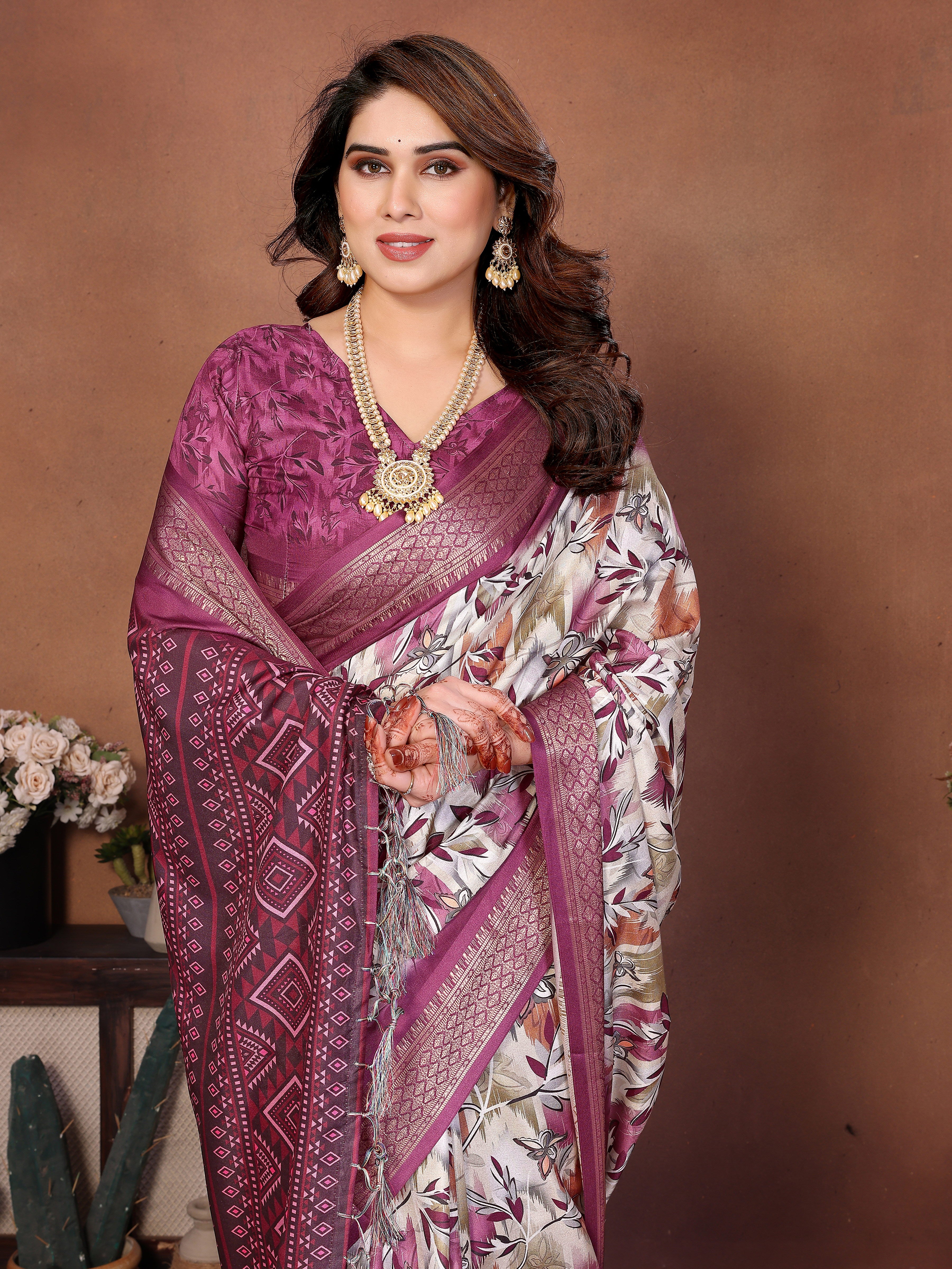 Elegant Multicolor Cotton  Silk Saree with Traditional Motifs