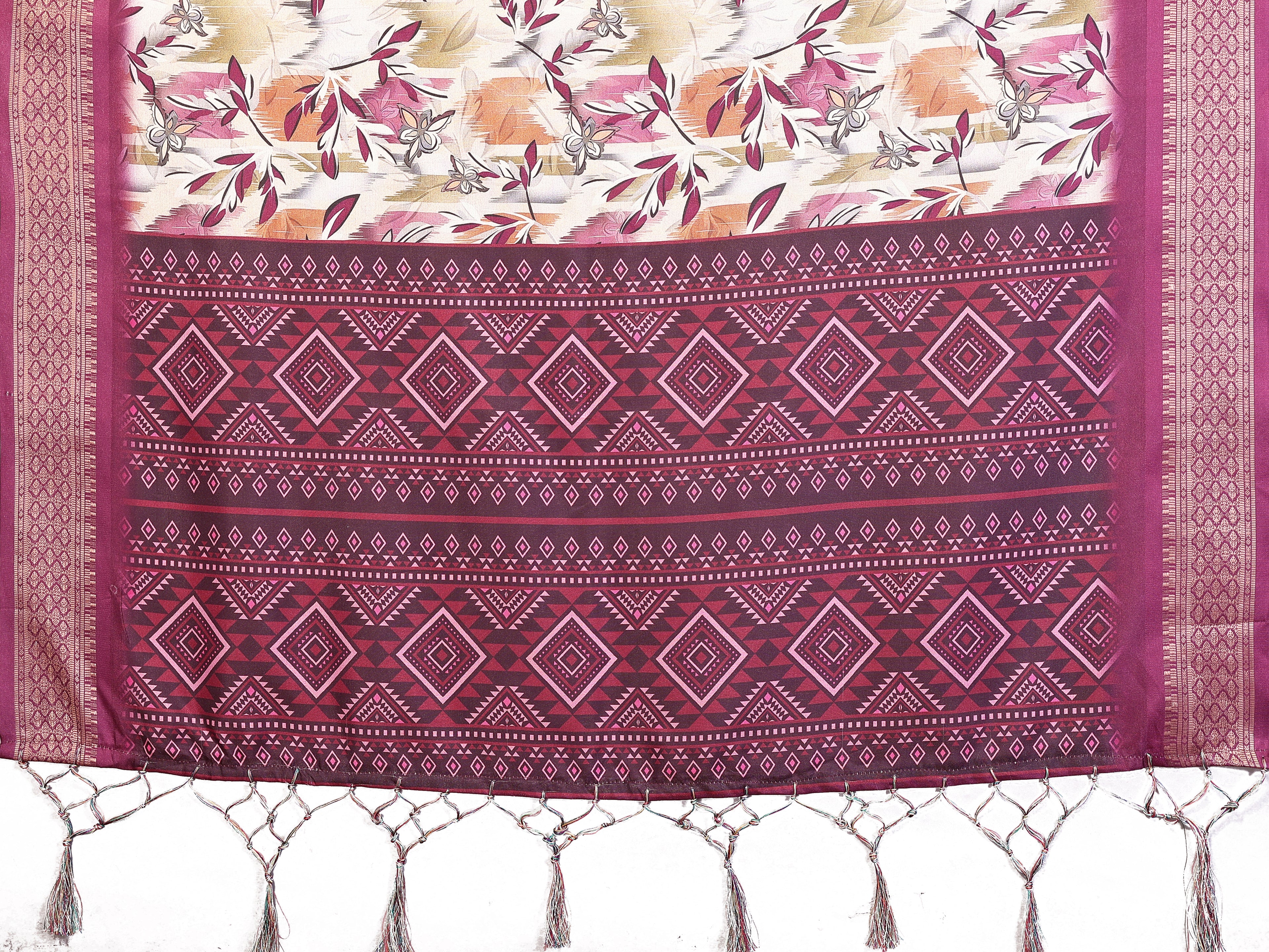 Elegant Multicolor Cotton  Silk Saree with Traditional Motifs