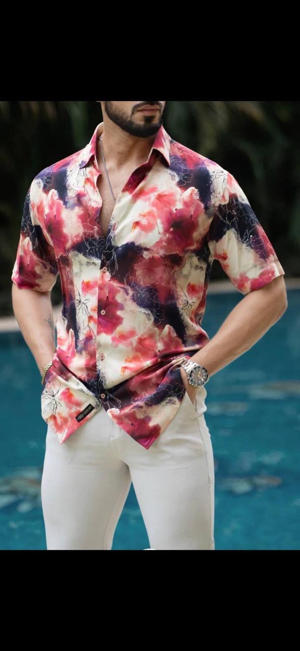 Midnight Bloom Abstract Printed Shirt