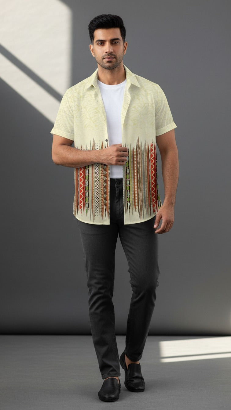 Tribal Lines Art Printed Casual Shirt