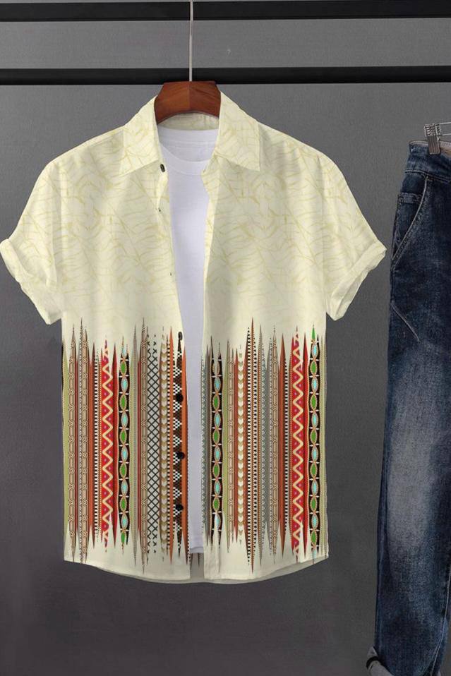 Tribal Lines Art Printed Casual Shirt