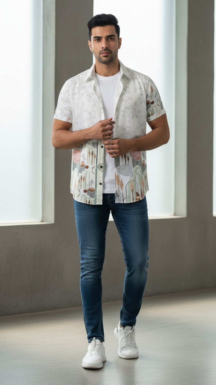 Botanical Art Printed Casual Shirt