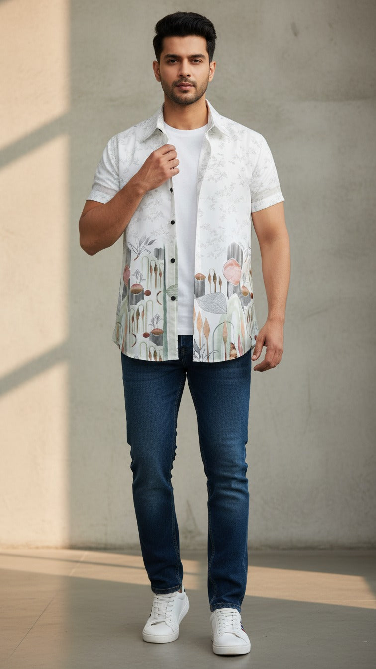 Botanical Art Printed Casual Shirt