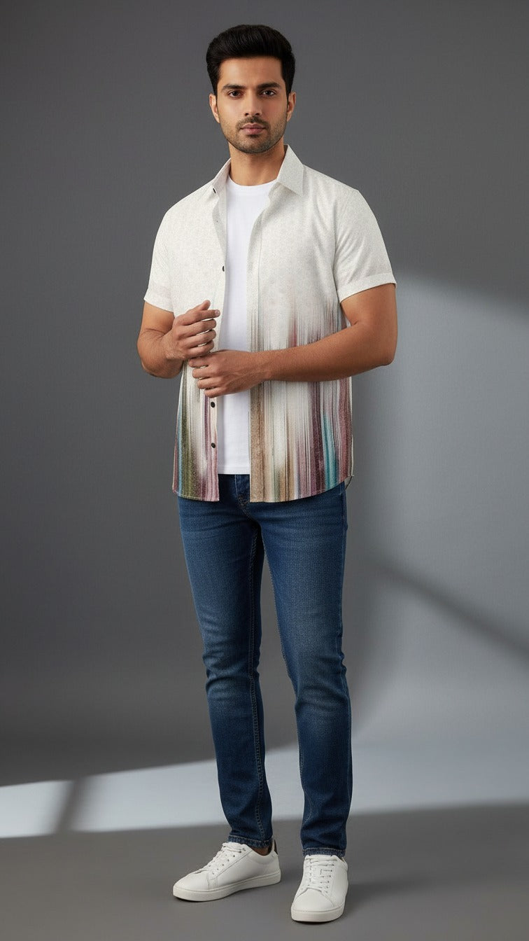 Gradient Fade Casual Printed Shirt
