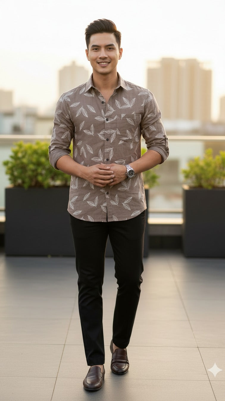 Light Comfort: Linen Shirt with Textured Rubber Print Shirt