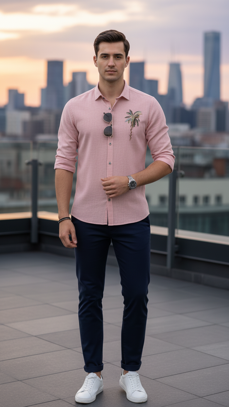 Linen Embroidery Work Men's Shirt