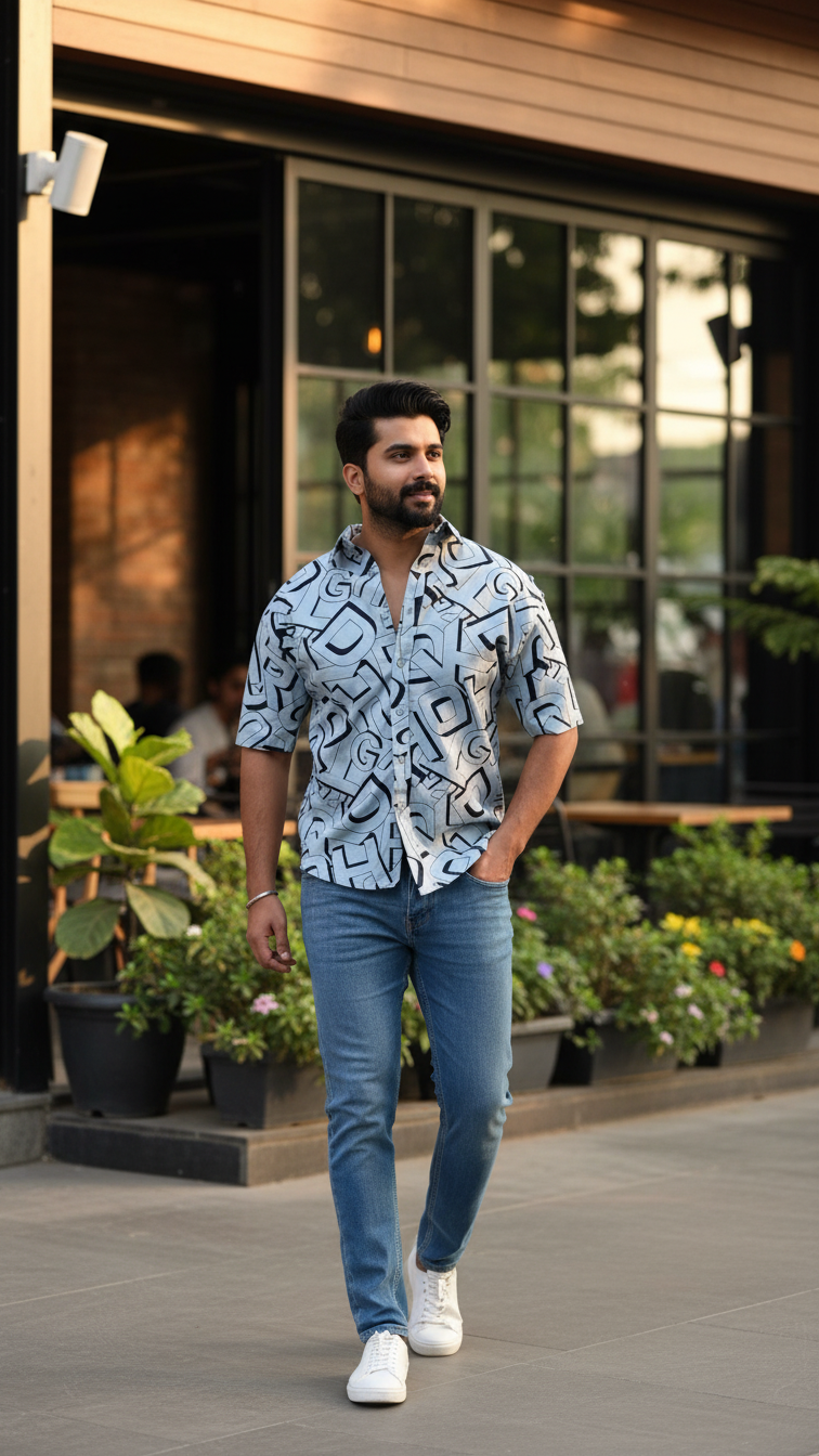 Printed Men's Shirt, Half Sleeves, Formal Wear