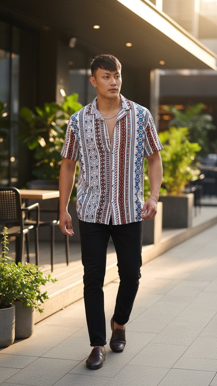 Mens Printed Half Sleeve Casual Shirt