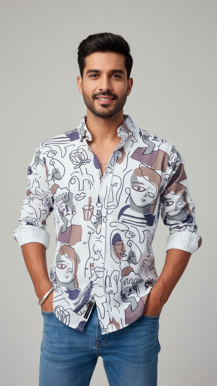 Men's Excusive  Cotton Fabric Printed Full Sleeve  Shirt