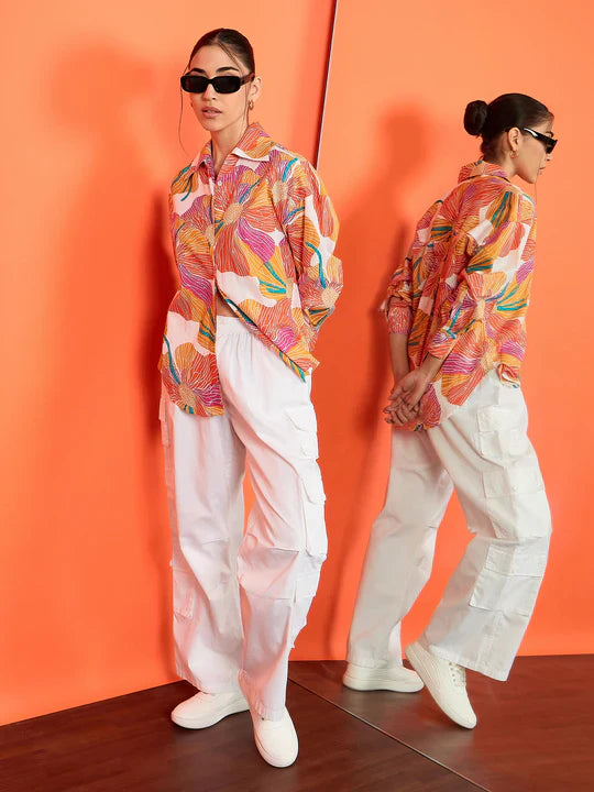 Summer Bloom Splash Women’s Casual Shirt