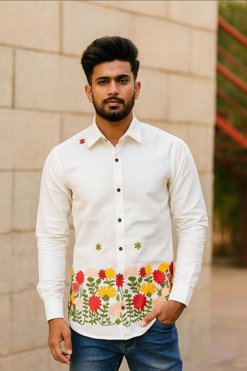 Men’s Exclusive Cotton Embroidery Work Shirt