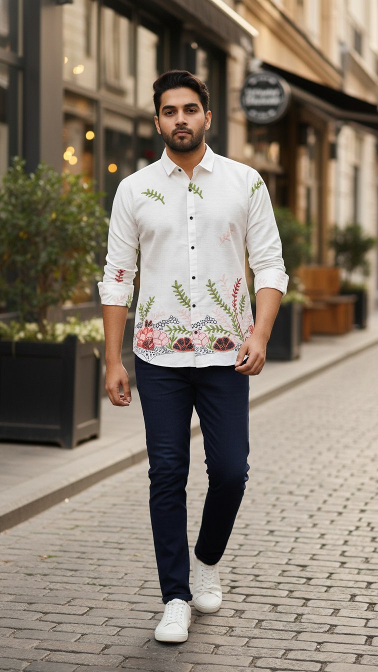Men’s Exclusive Cotton Embroidery Work Shirt