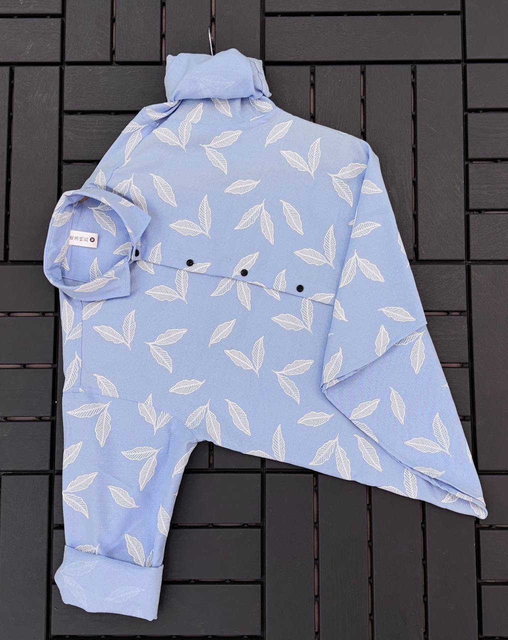 Full Sleeve Linen Shirt with Rubber Print Floral Design