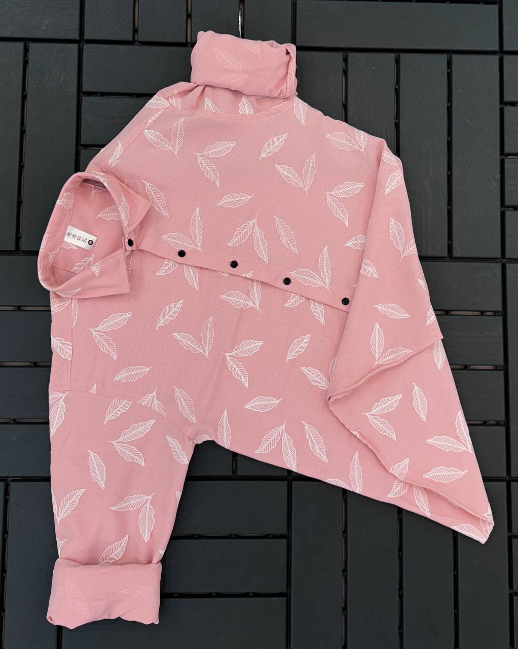 Full Sleeve Linen Shirt with Rubber Print Floral Design