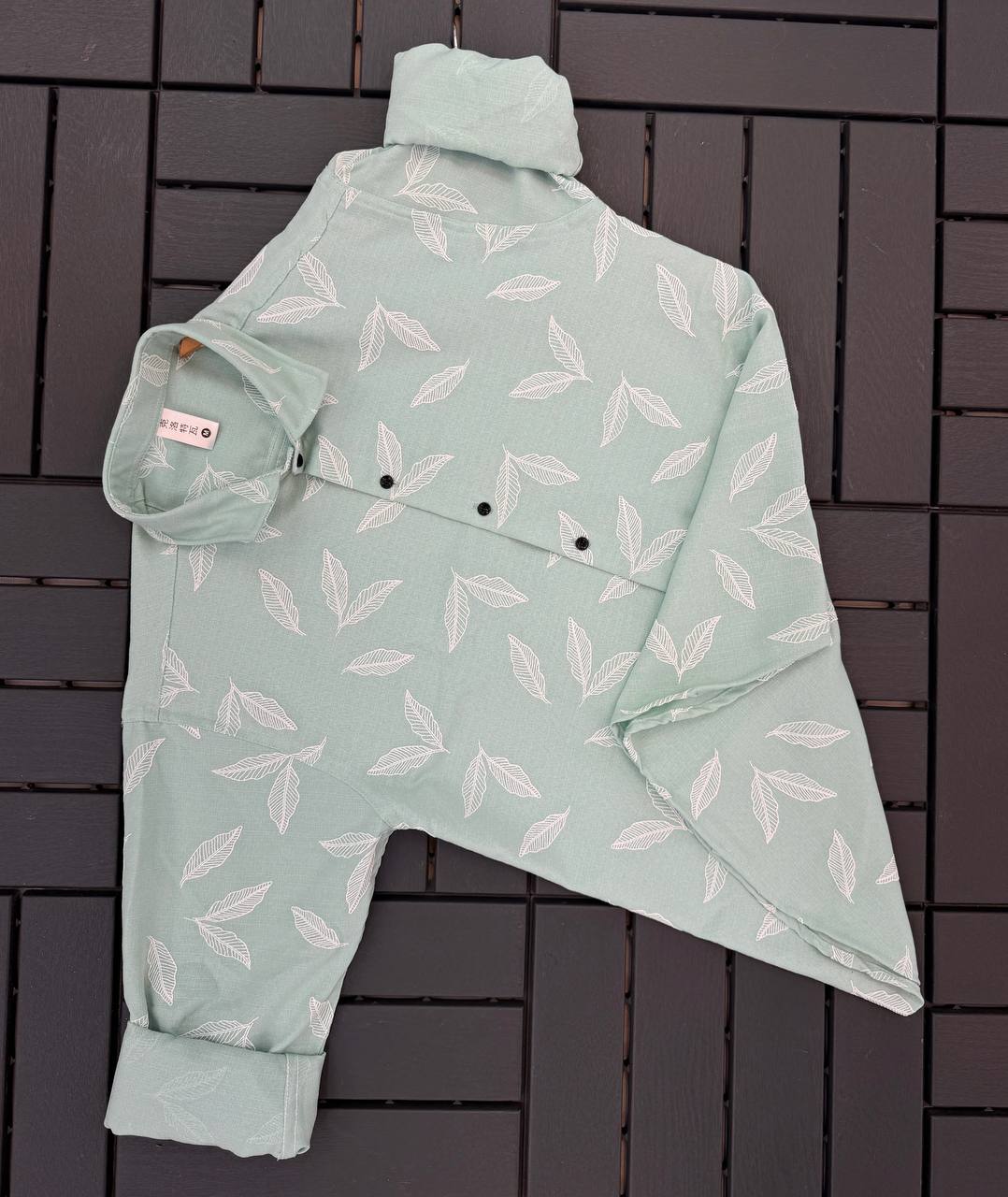 Full Sleeve Linen Shirt with Rubber Print Floral Design