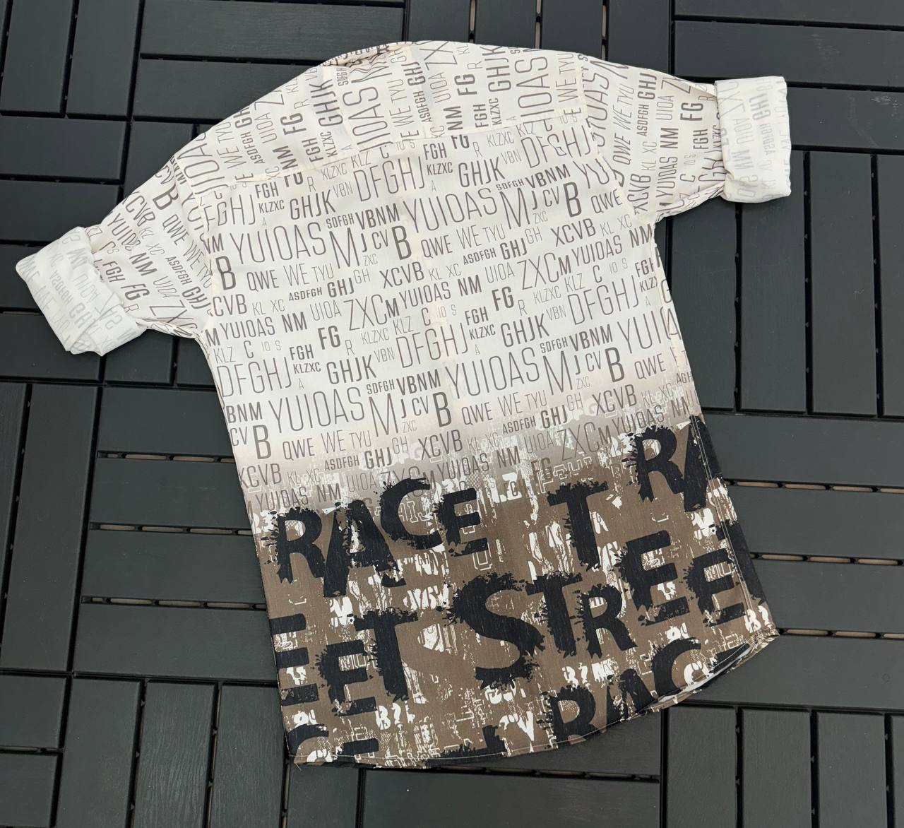 Men’s Urban Street-Style Alphabet Print Cotton Lilen Shirt