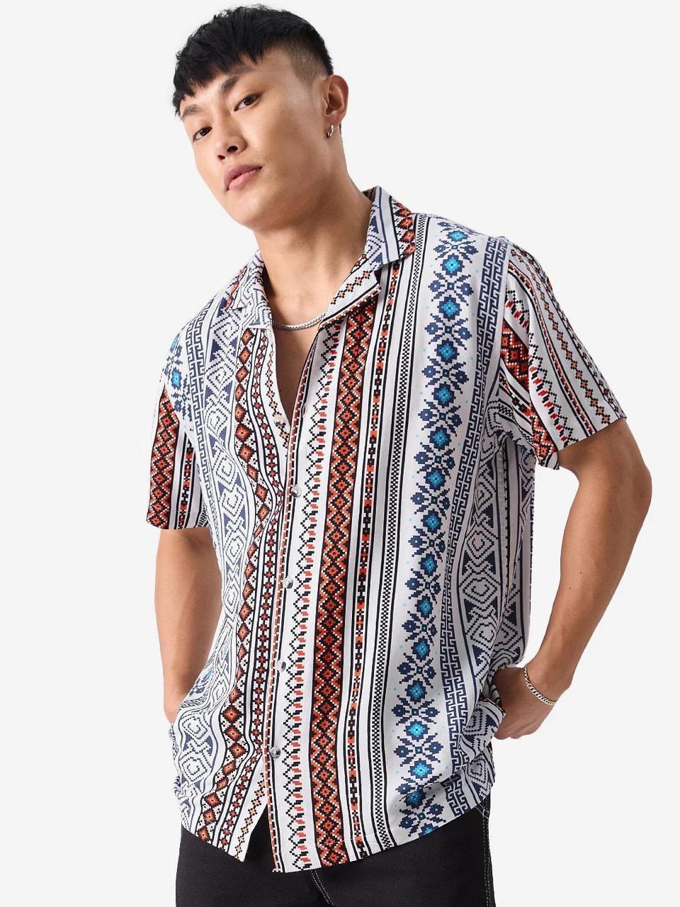 Mens Printed Half Sleeve Casual Shirt